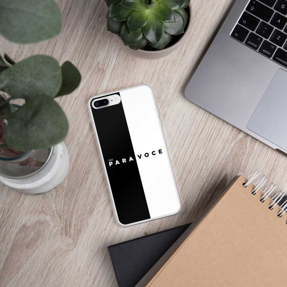 2882Tech Black + White Para Você BPA Free iPhone Case showcasing its sleek design and durable materials.